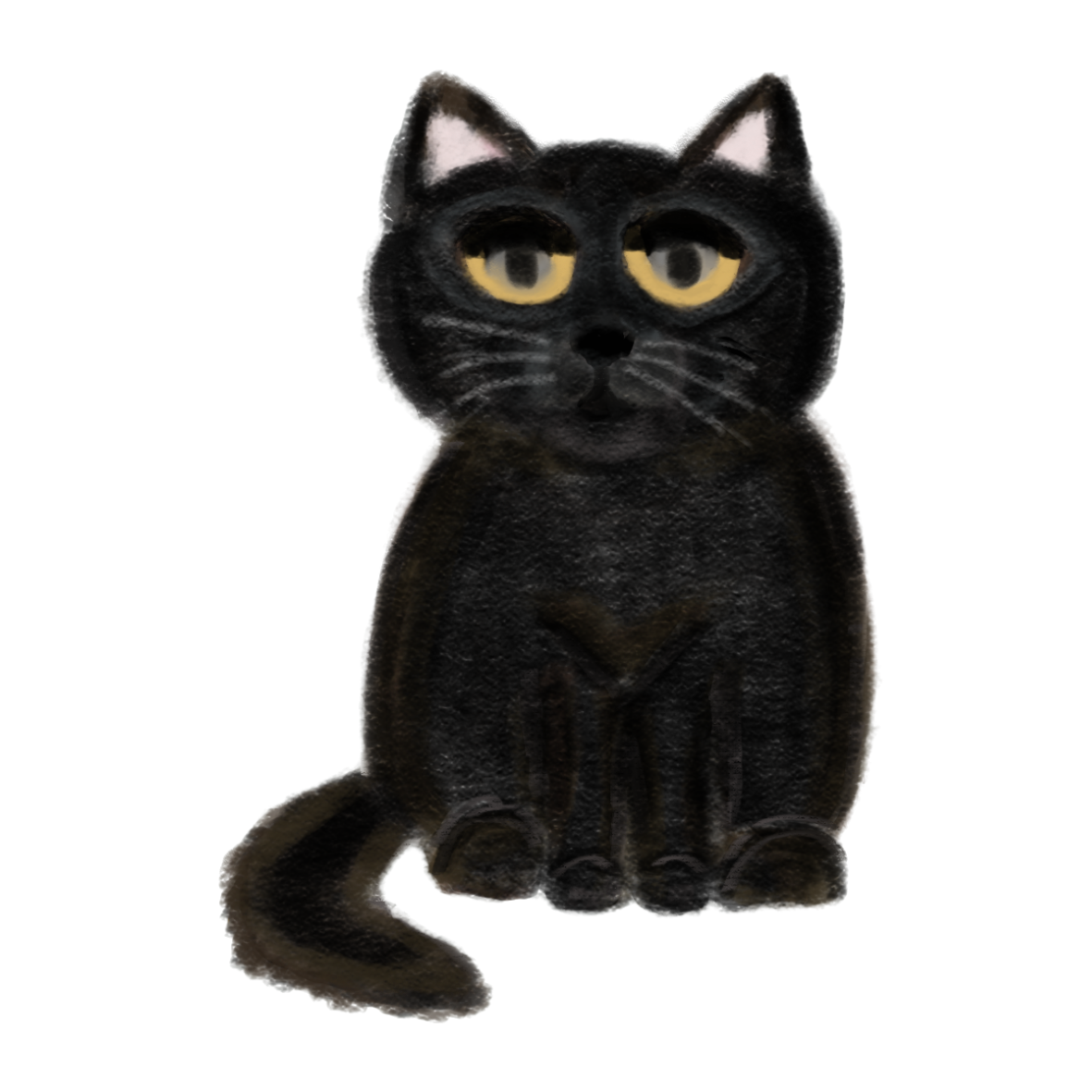 Hand Drawn Black Cat Button Keychain