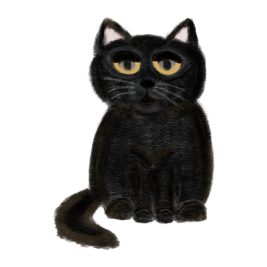 Hand Drawn Black Cat Button Keychain