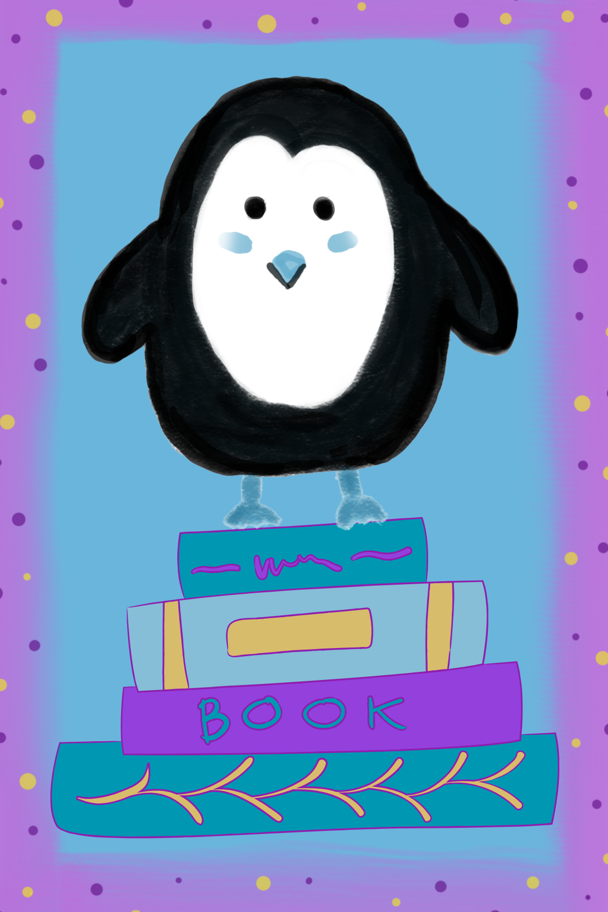 Hand Drawn Penguin Cutie Notepad with Cover with Matching Pen Set