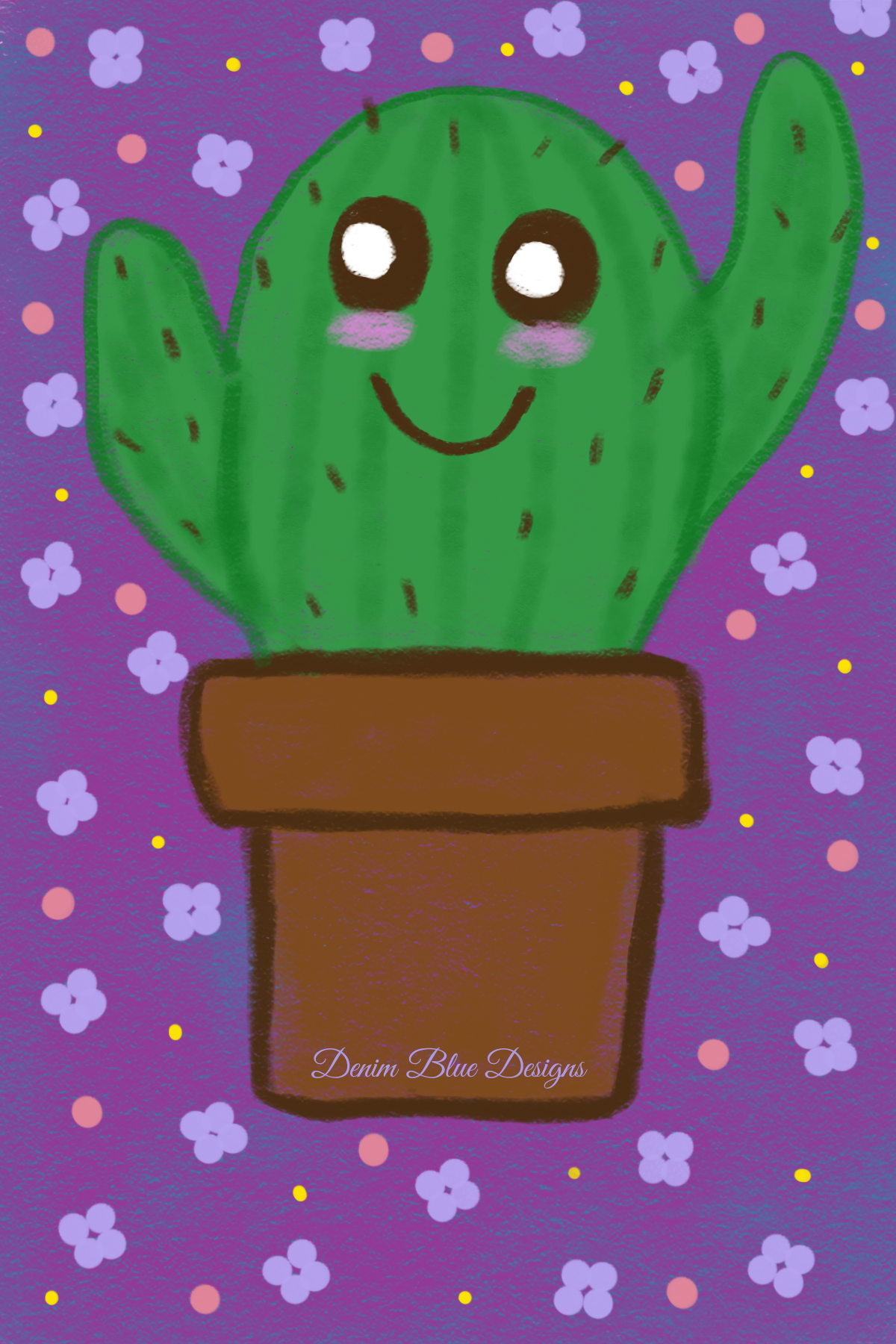 Hand Drawn Cutie Cactus Notepad with Cover with Coordinating Pen