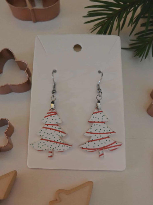 Christmas Tree Cake Inspired Dangle Earrings