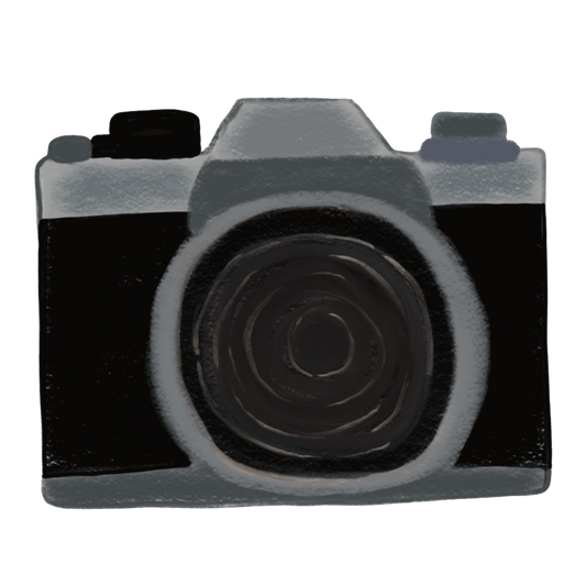 Hand Drawn Camera Button Keychain