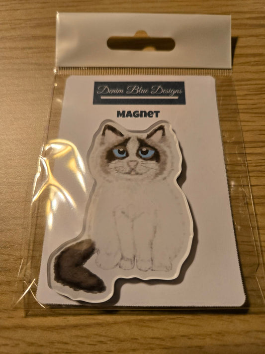 Hand Drawn Acrylic Ragdoll Cat Magnet