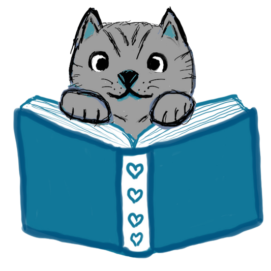 Hand Drawn Gray Reading Cat Vinyl Sticker