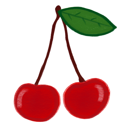 Hand Drawn Cherries Button Keychain