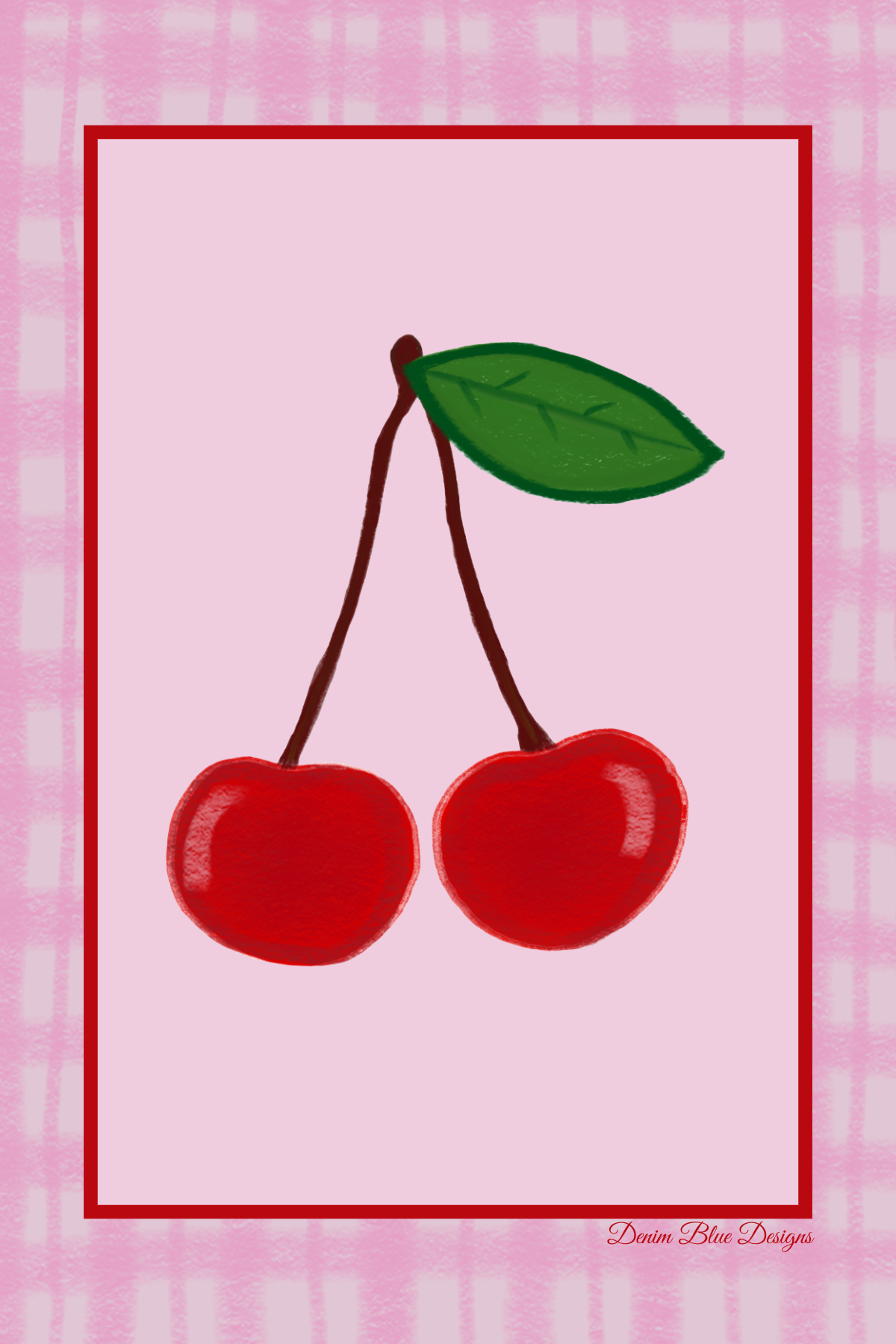 Hand Drawn Cherries Notepad with Cover with Coordinating Pen