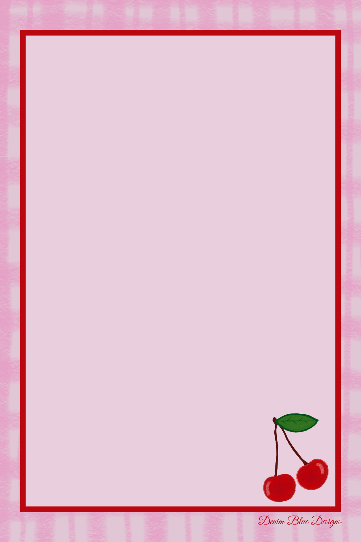 Hand Drawn Cherries Notepad with Cover with Coordinating Pen