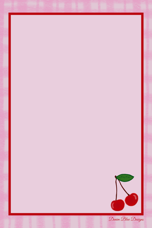 Hand Drawn Cherries Notepad with Cover with Coordinating Pen