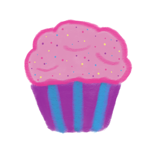 Hand Drawn Cupcake Button Keychain