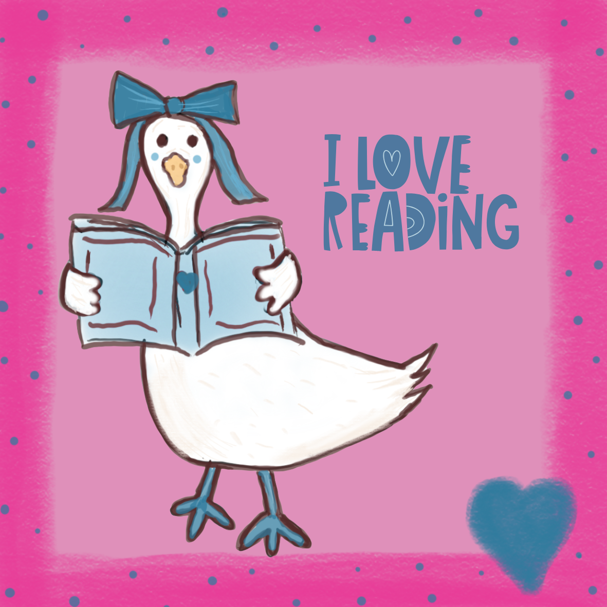 Hand Drawn "I Love Reading" Goose Vinyl Sticker