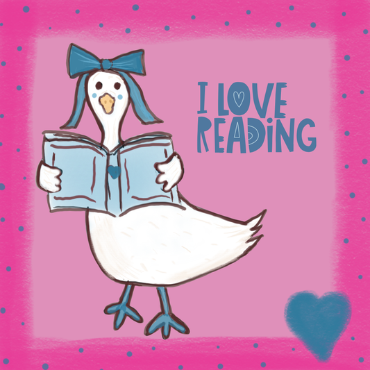 Hand Drawn "I Love Reading" Goose Vinyl Sticker