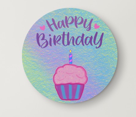 Hand Drawn Happy Birthday Button Pin