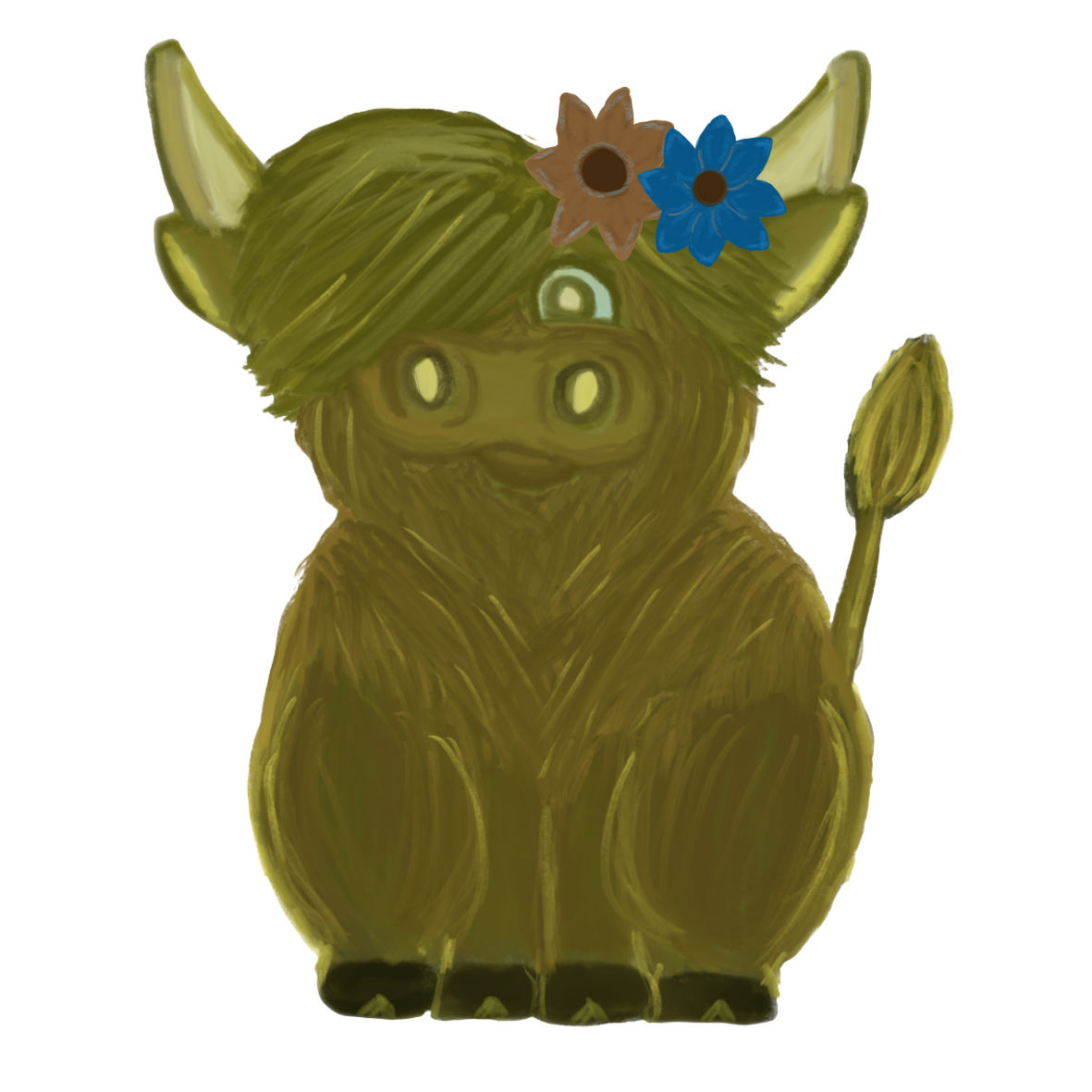 Hand Drawn Highland Cow Vinyl Sticker