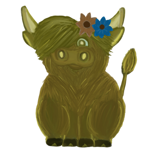 Hand Drawn Highland Cow Vinyl Sticker