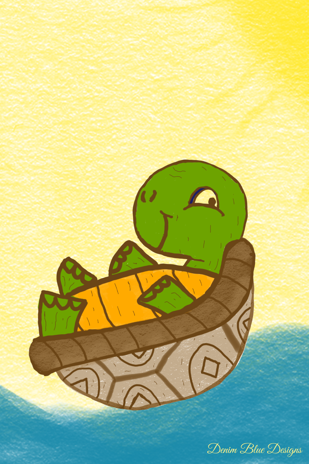 Hand Drawn Just Float Turtle Notepad with Cover with Coordinating Pen