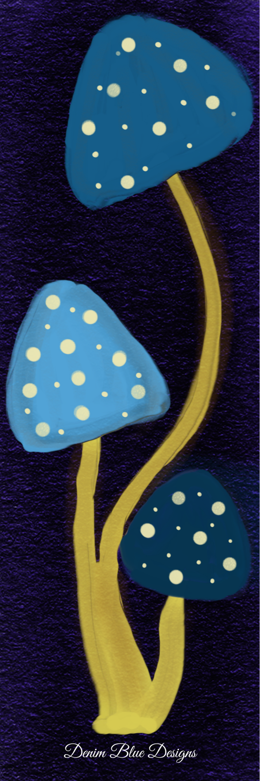 Hand Drawn Misty Blue Mushrooms Bookmark