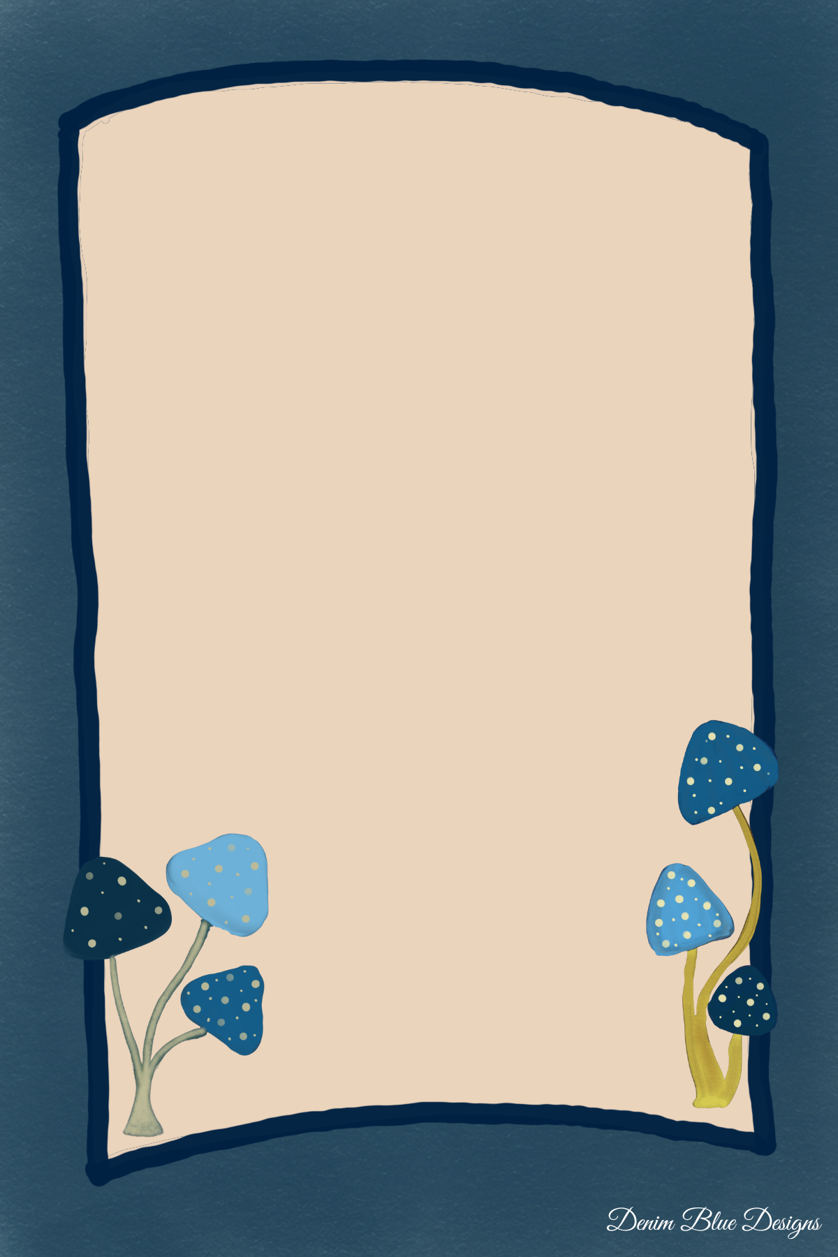Hand Drawn Misty Blue Mushrooms Notepad with Cover with Coordinating Pen (Pen Focal and Bead Will Vary)