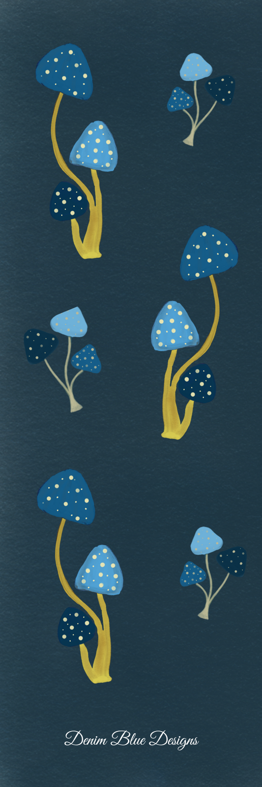Hand Drawn Misty Blue Mushrooms Bookmark