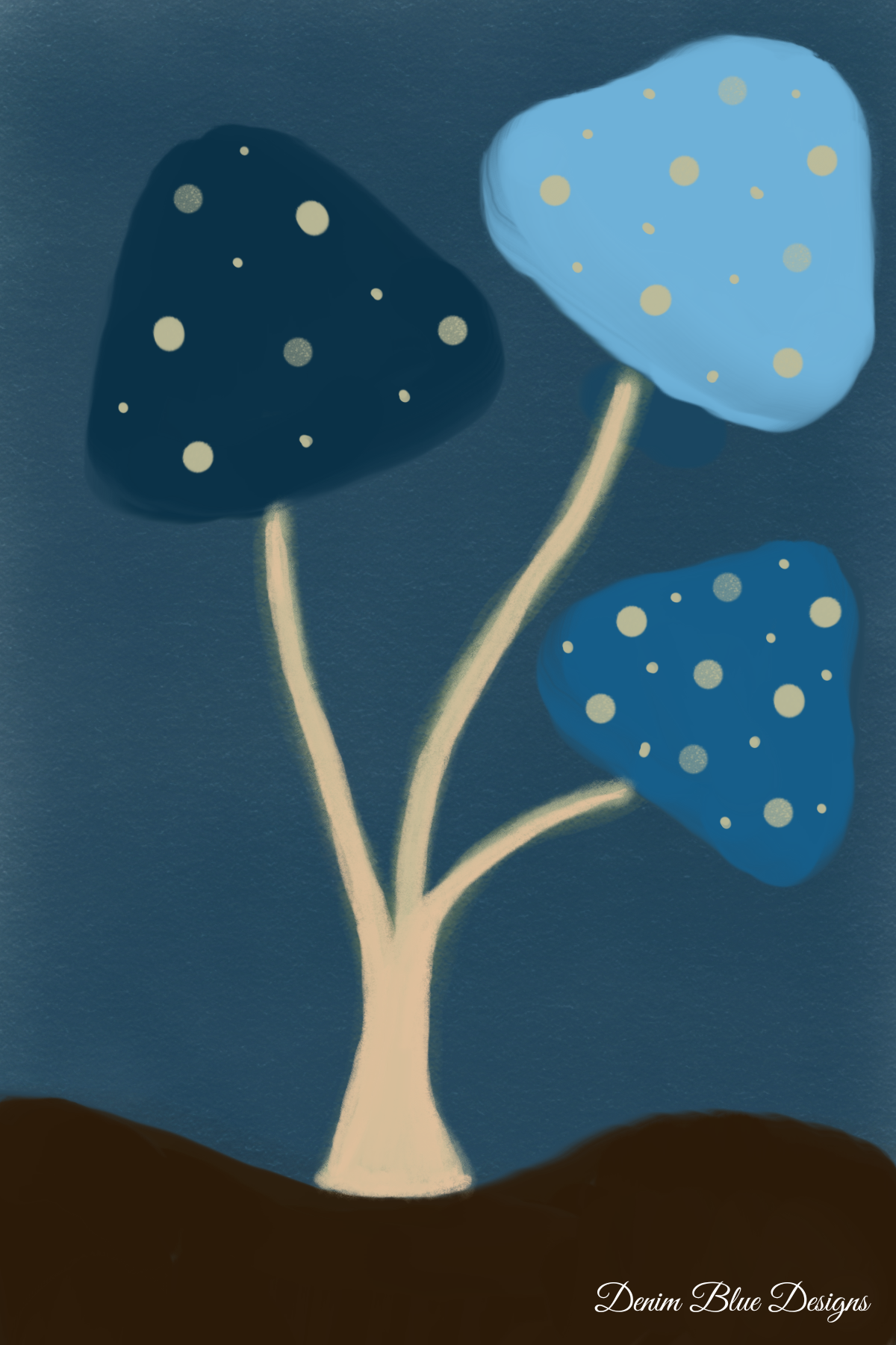 Hand Drawn Misty Blue Mushrooms Notepad with Cover with Coordinating Pen (Pen Focal and Bead Will Vary)