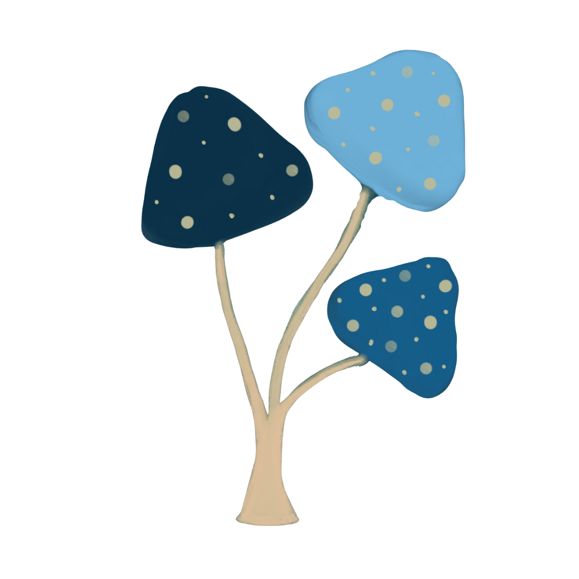 Hand Drawn Blue Mist Mushrooms Vinyl Sticker