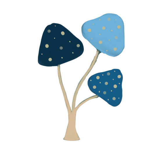Hand Drawn Blue Mist Mushrooms Vinyl Sticker