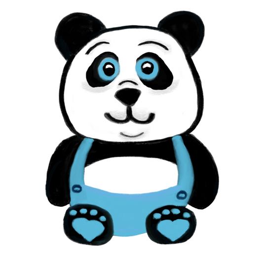 Hand Drawn Panda Button Keychain