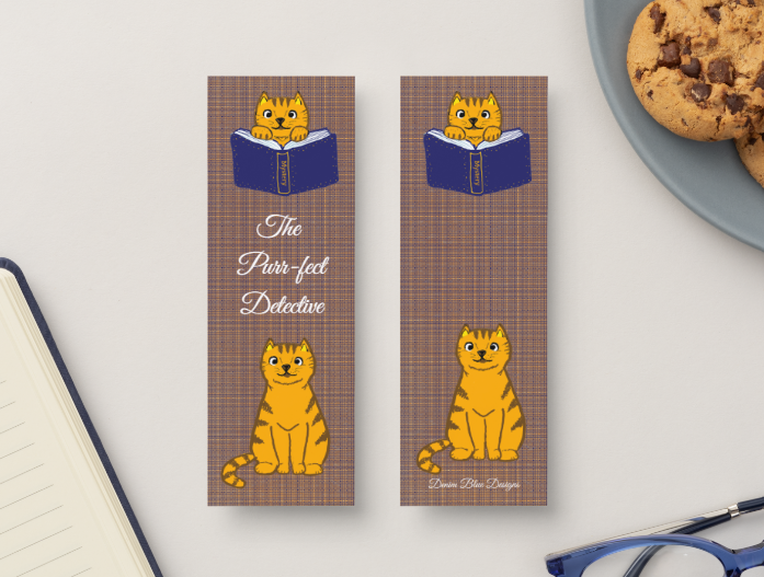Hand Drawn Cat Detective Bookmark