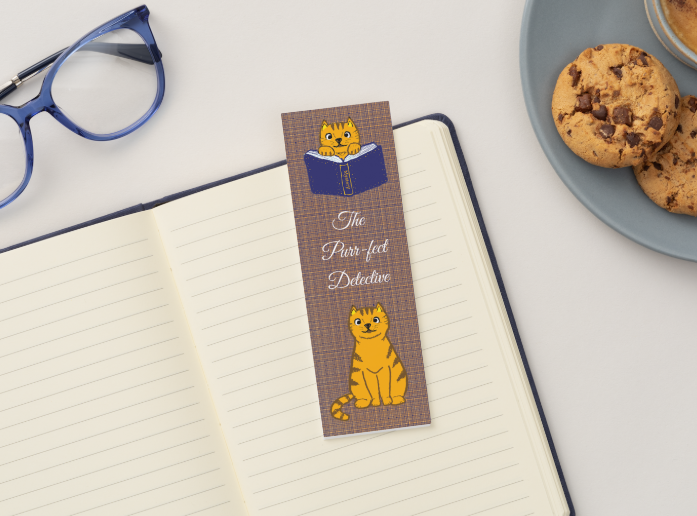 Hand Drawn Cat Detective Bookmark