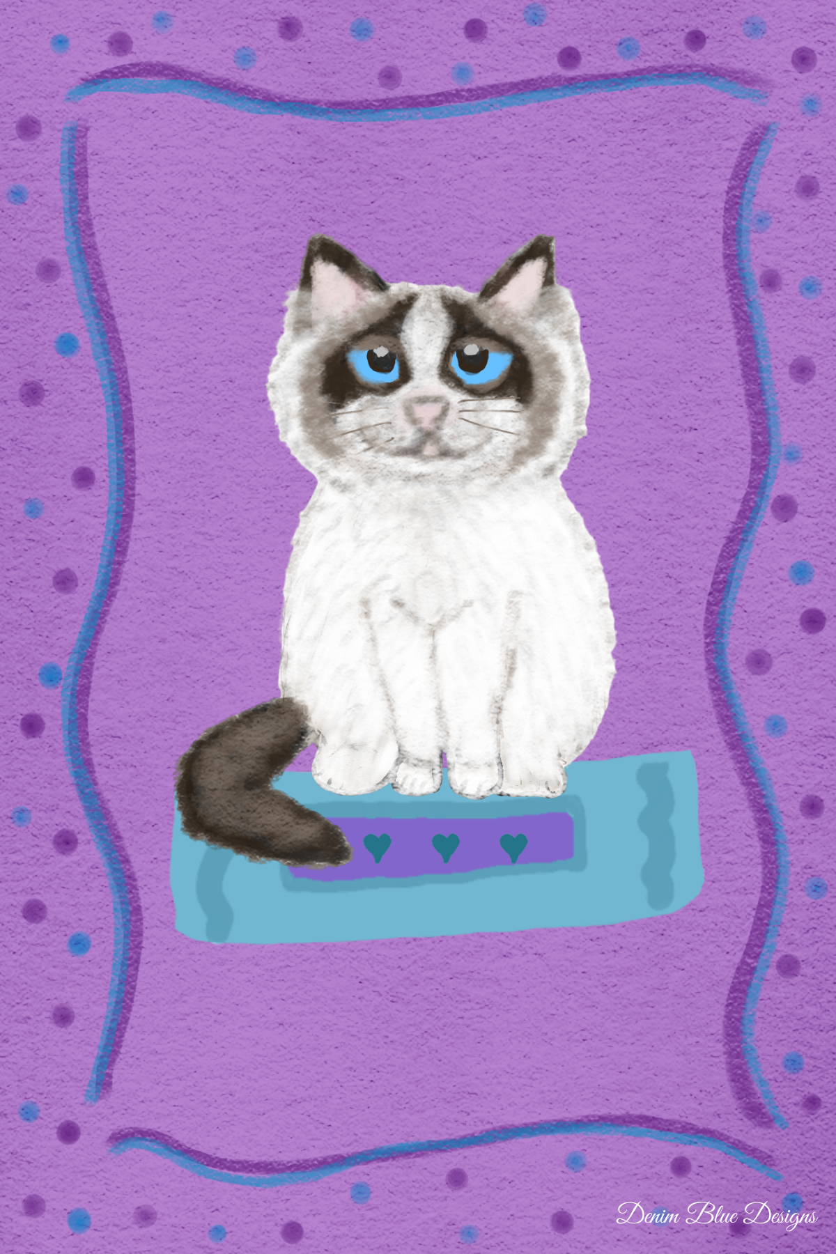 Hand Drawn Ragdoll Cat Notepad with Cover with Coordinating Pen (Focal and Beads with Vary)