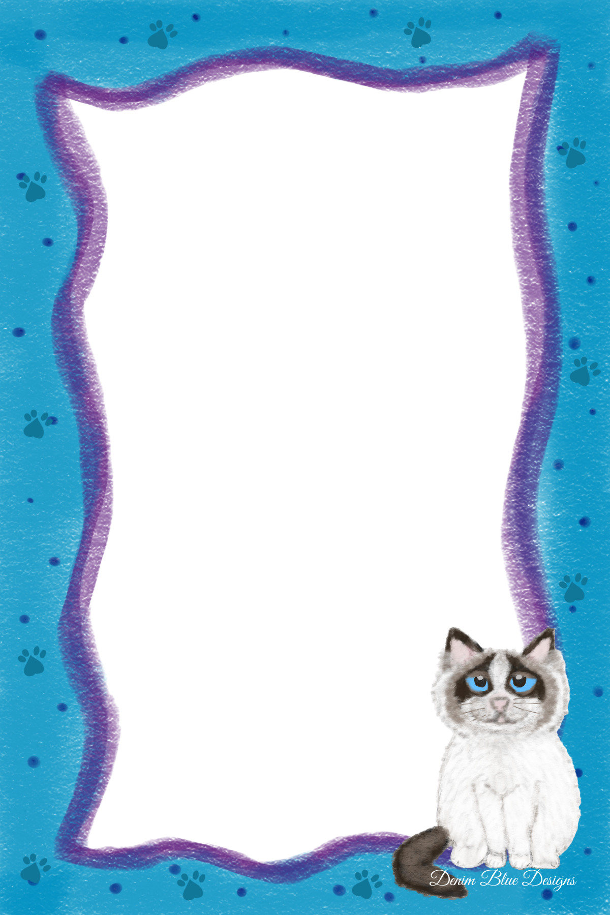 Hand Drawn Ragdoll Cat Notepad with Cover with Coordinating Pen (Focal and Beads with Vary)