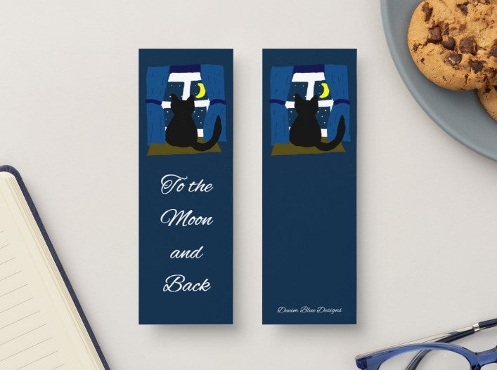 Hand Drawn Moonlit Cat Bookmark