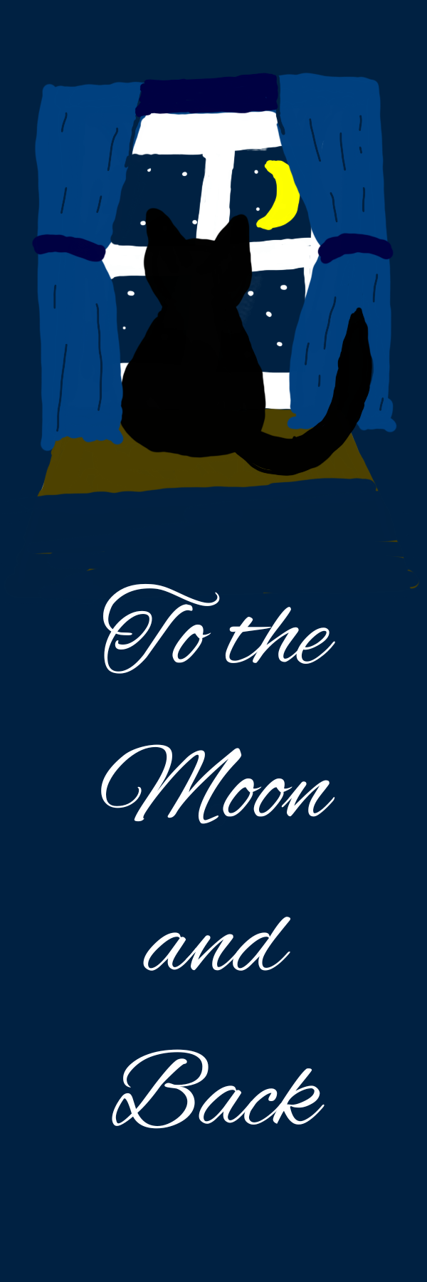 Hand Drawn Moonlit Cat Bookmark