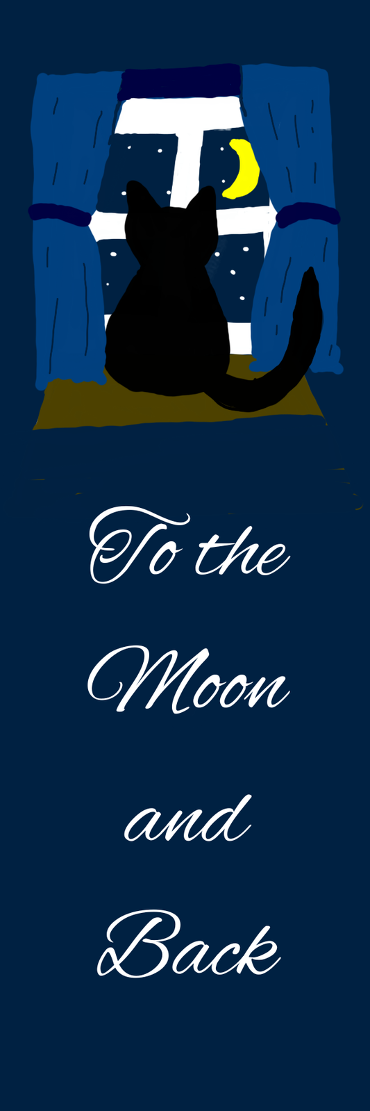 Hand Drawn Moonlit Cat Bookmark