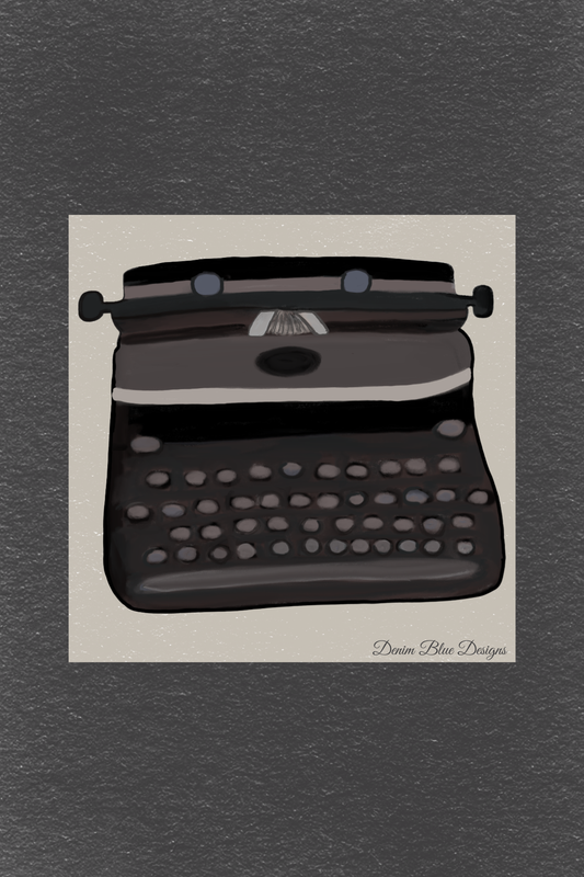Hand Drawn Typewriter Card with Coordinating Sticker