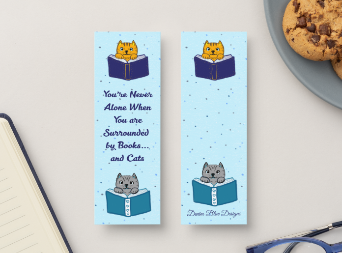 Hand Drawn You're Never Alone When You Are Surrounded By Books...And Cats Bookmark