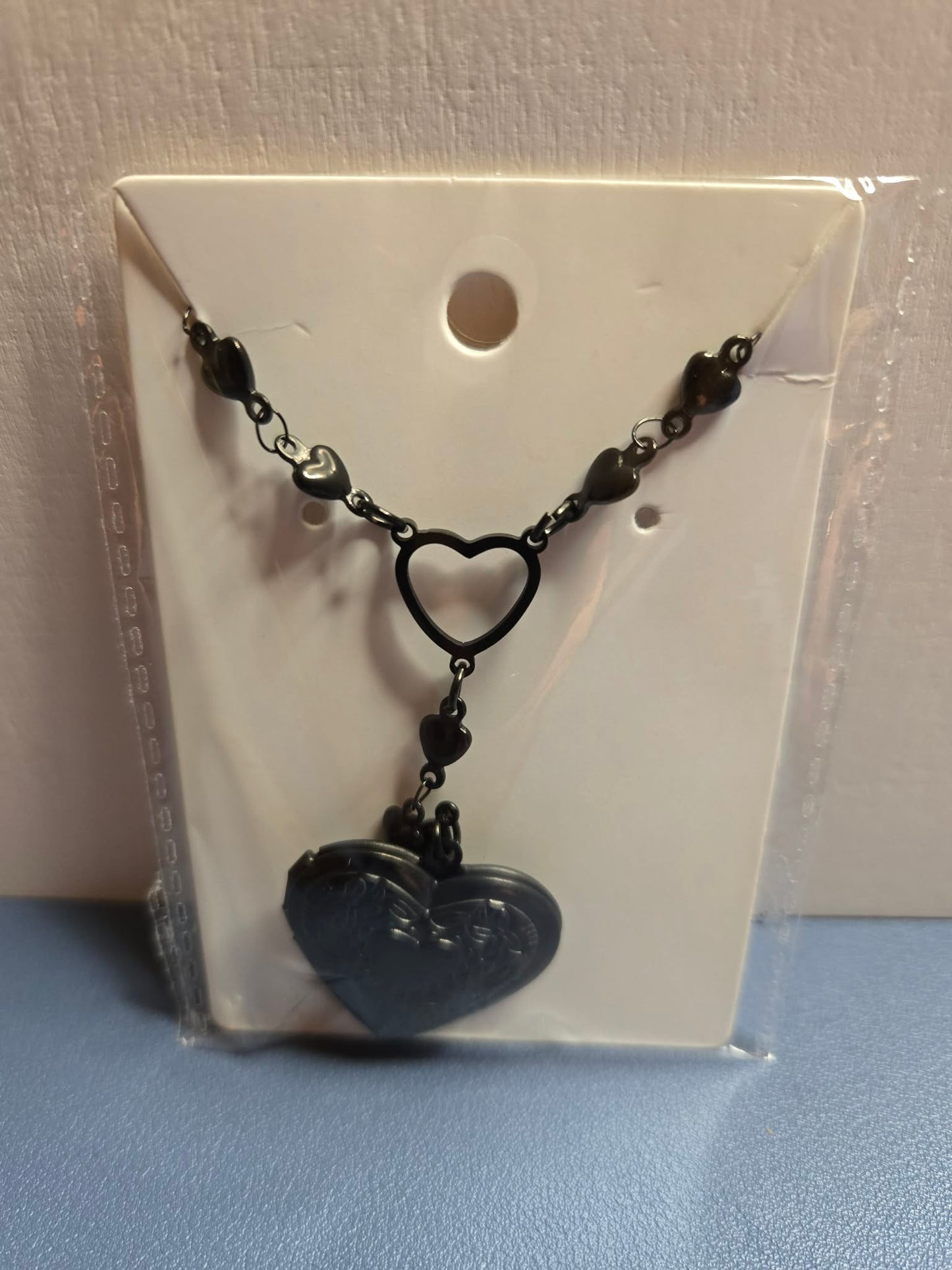 Black Heart Locket with Black Heart Chain