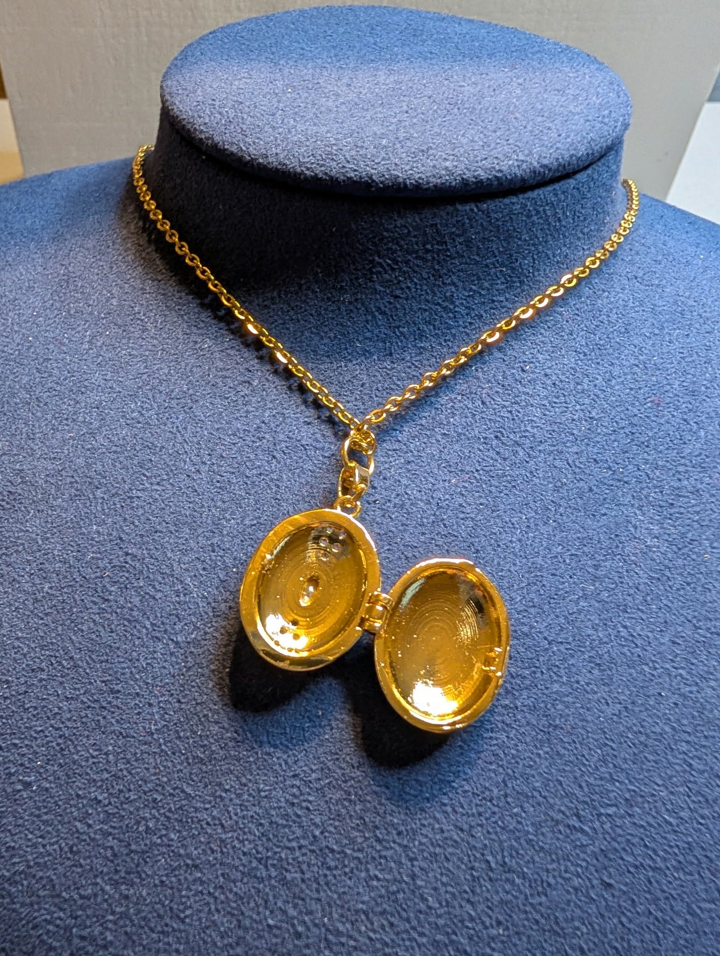 Pink and Gold Oval Locket Necklace