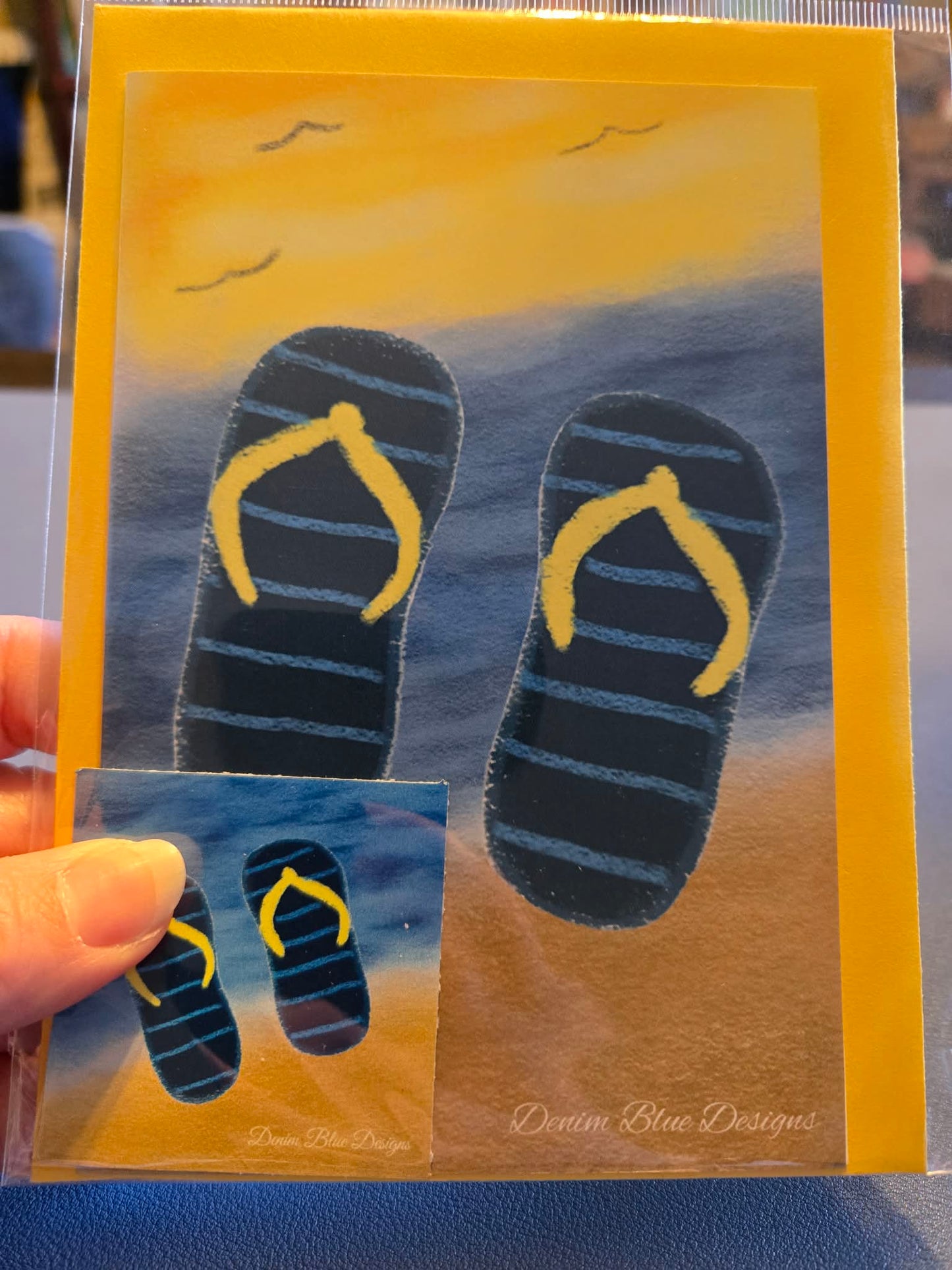 Denim Flip Flop Note Card with Coordinating Sticker