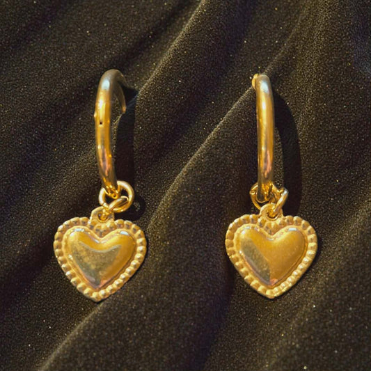 Heart Pendant Hoop Earrings