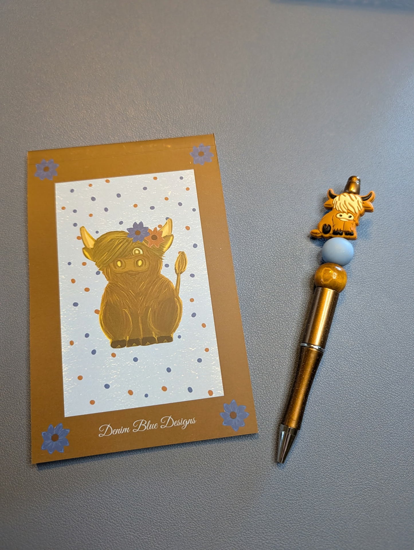 Hand Drawn Highland Cow Notepad with Cover with Coordinating Pen