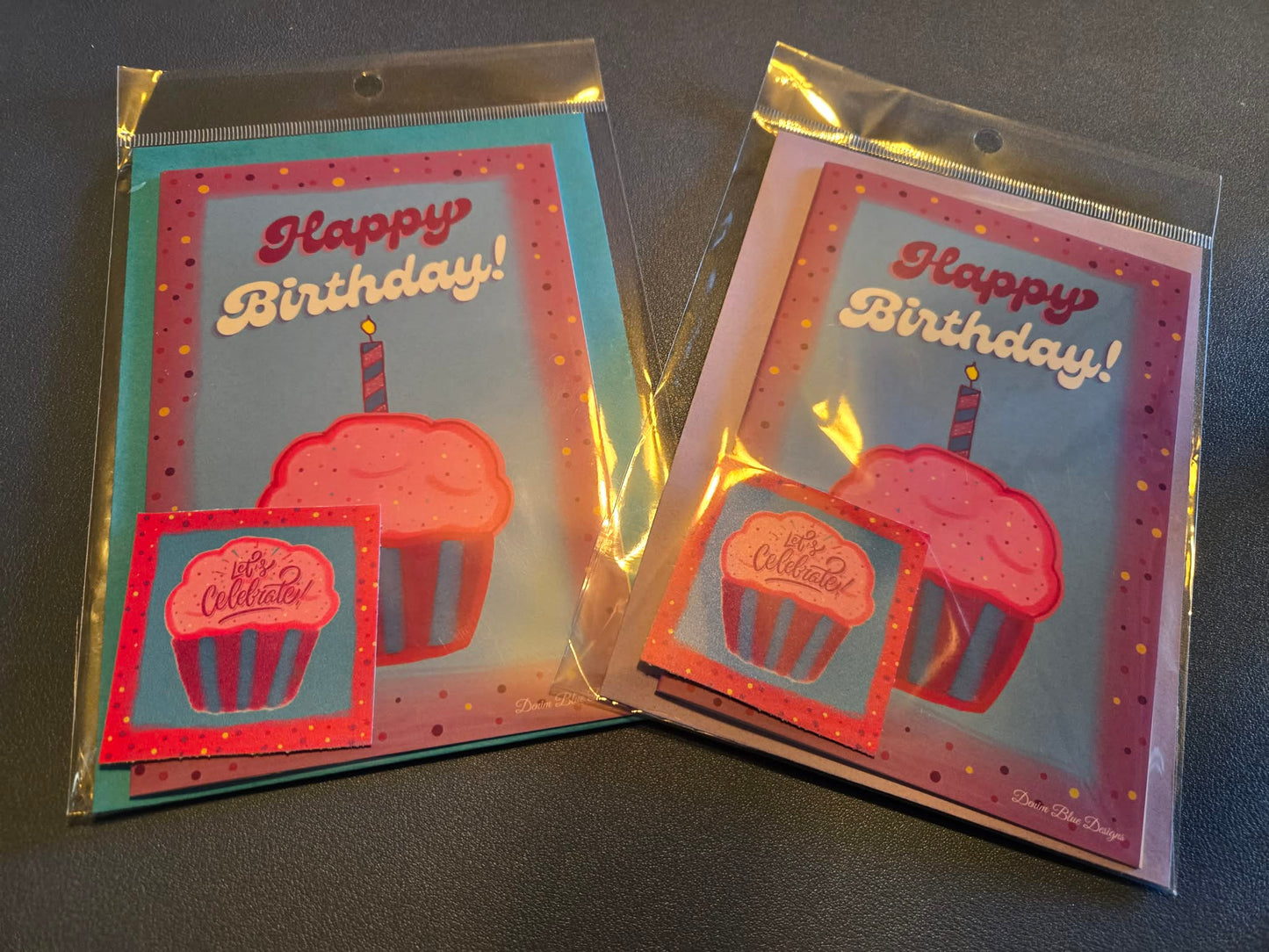 Hand Drawn Happy Birthday Card with Coordinating Sticker
