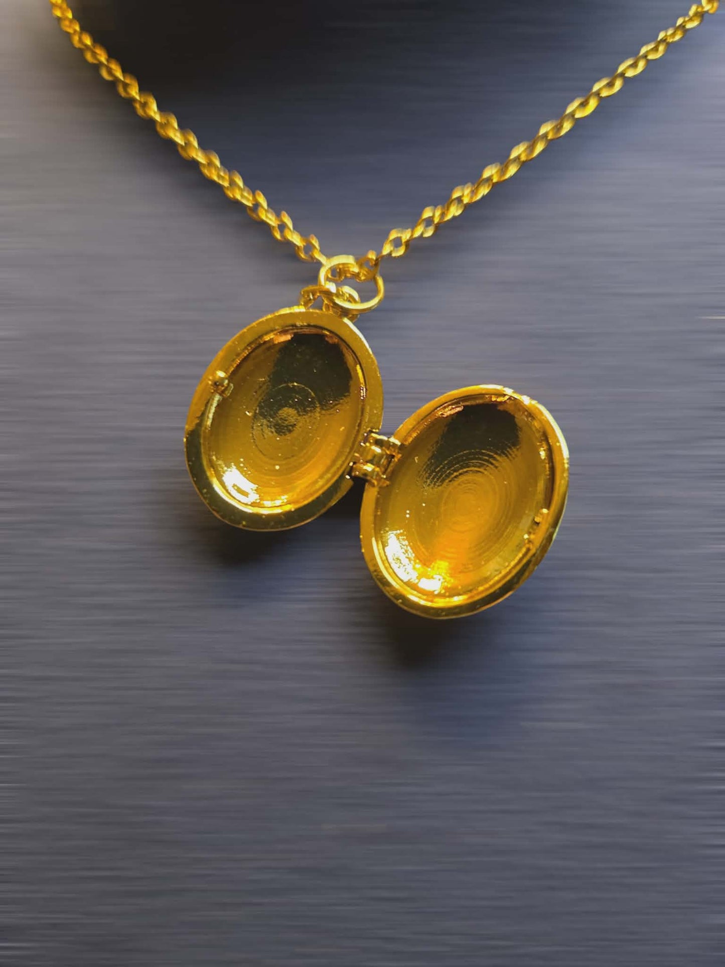Pink Floral and Golden Oval Locket Necklace