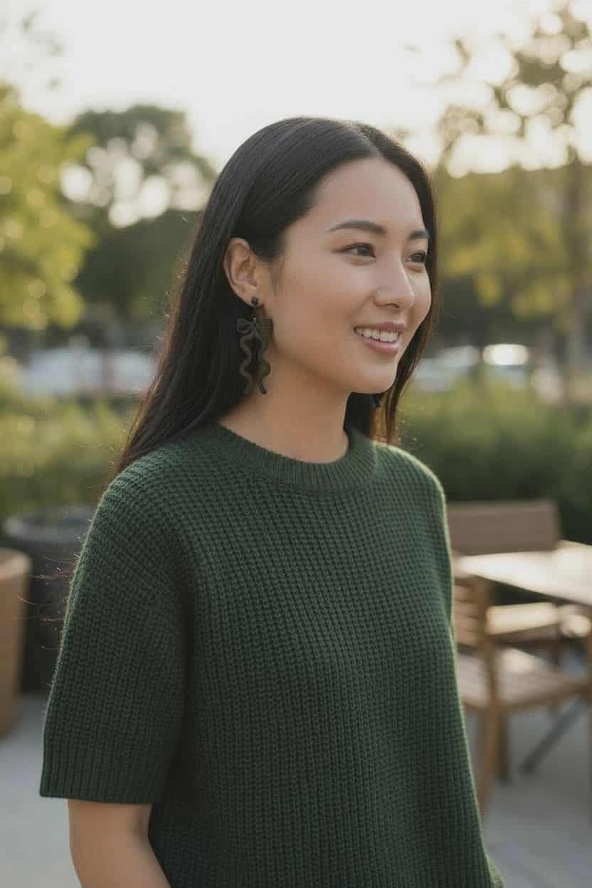 Green and Black Plaid Bow Dangle Earrings