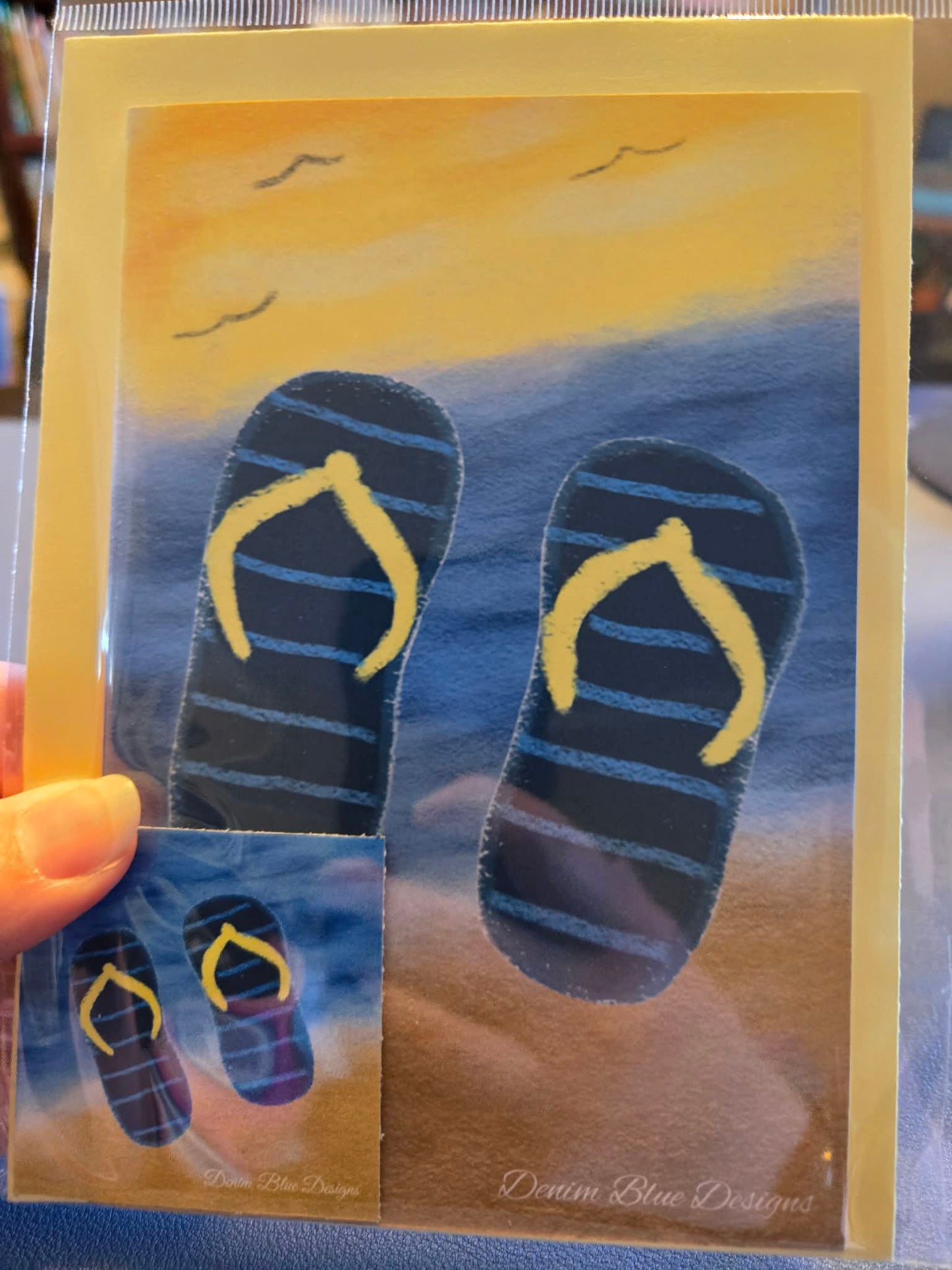 Denim Flip Flop Note Card with Coordinating Sticker
