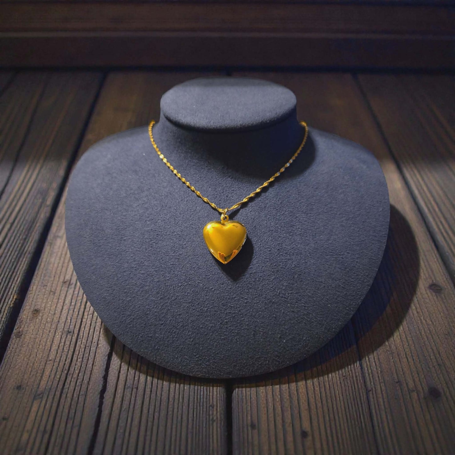 Golden Heart Locket Singapore Chain Necklace