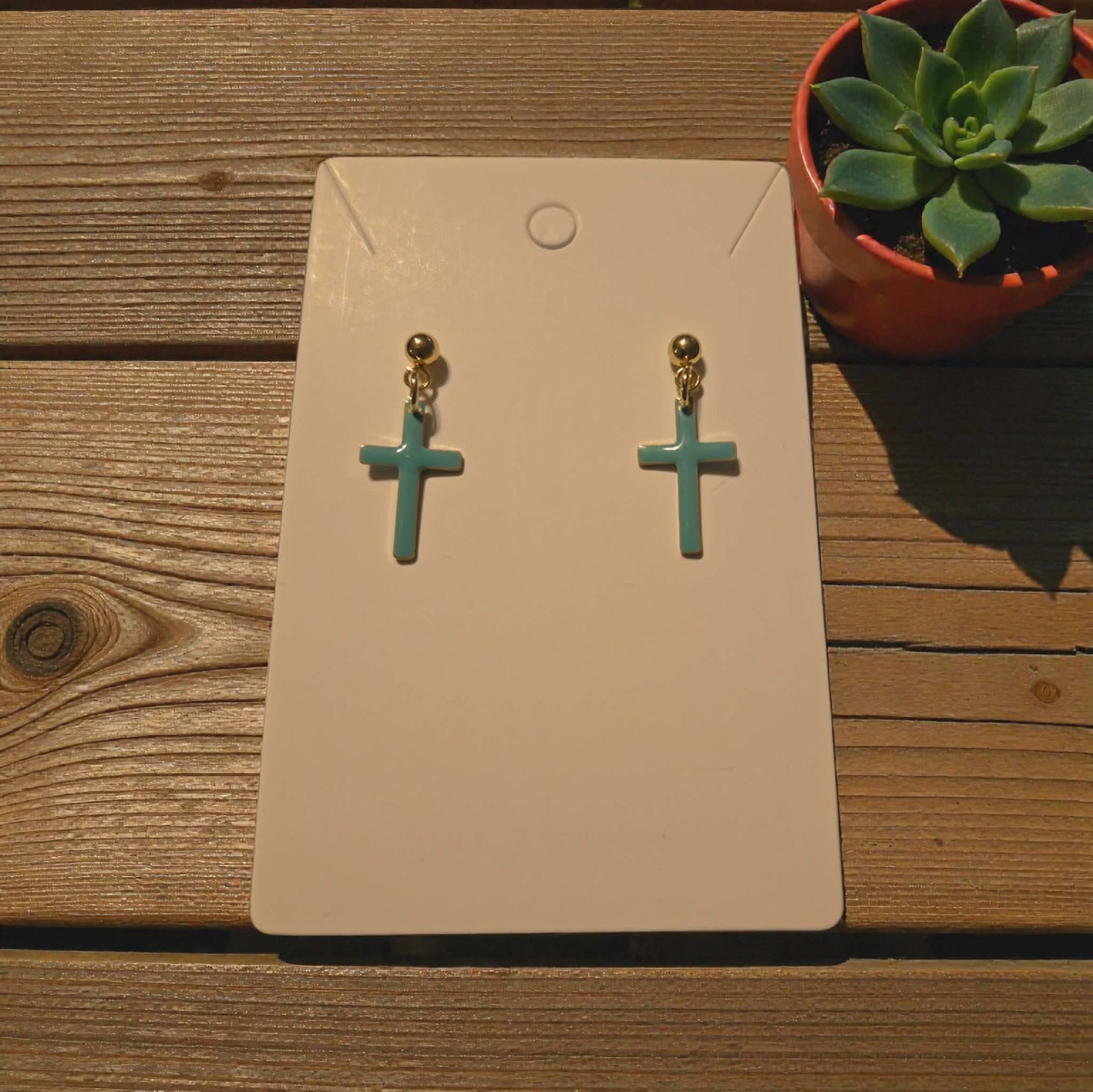 Turquoise Dangle Cross Earrings