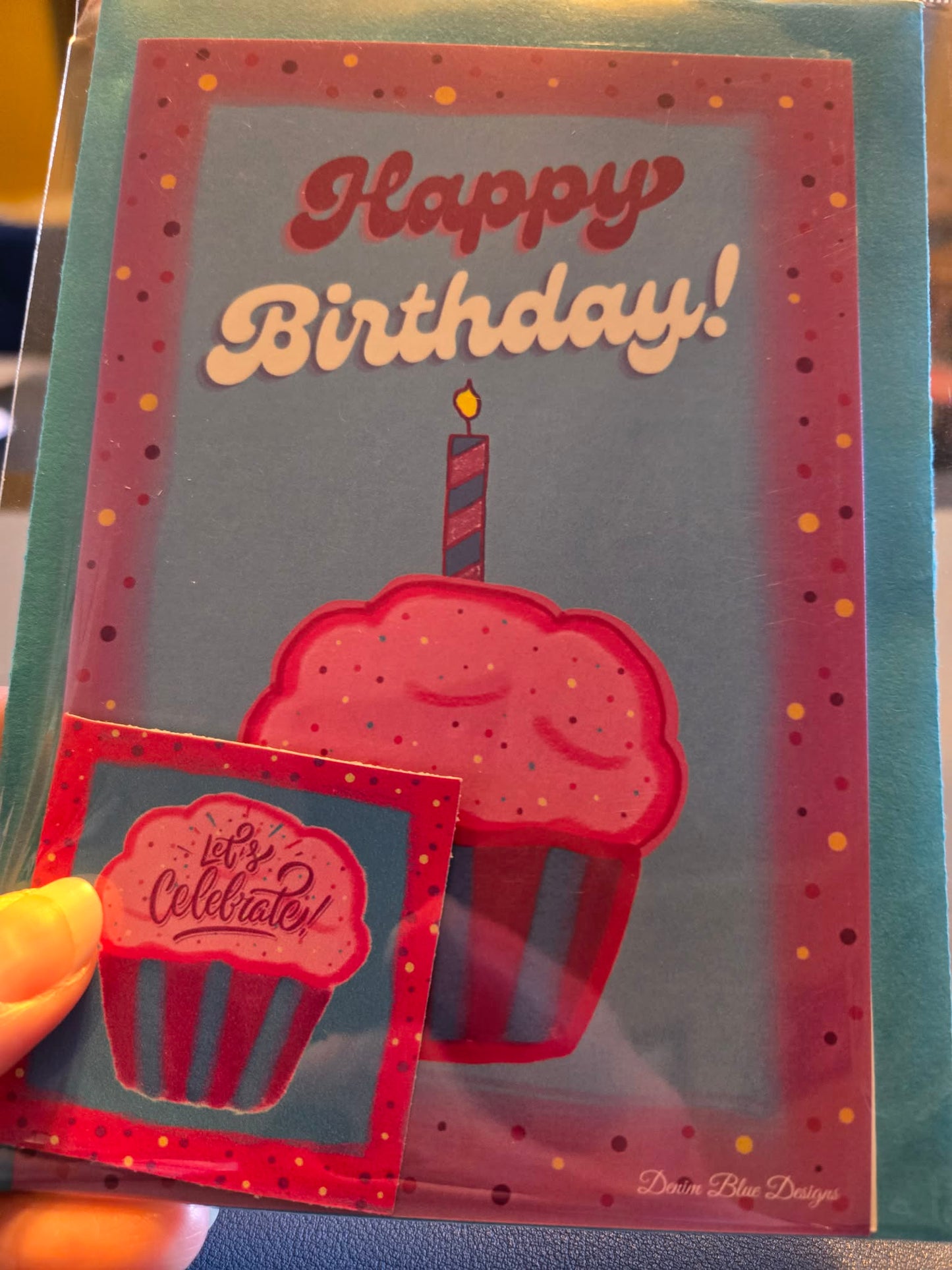 Hand Drawn Happy Birthday Card with Coordinating Sticker