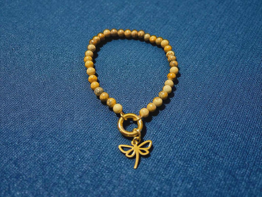 Dragonfly Jasper Beaded Charm Keeper Bracelet