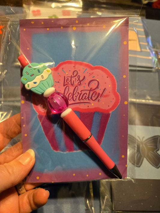 Hand Drawn Celebrate Notepad with Cover and Coordinating Pen