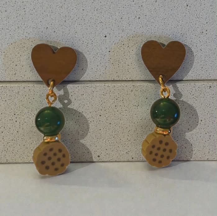 It's Cookie Time Wooden Heart Dangle Earrings